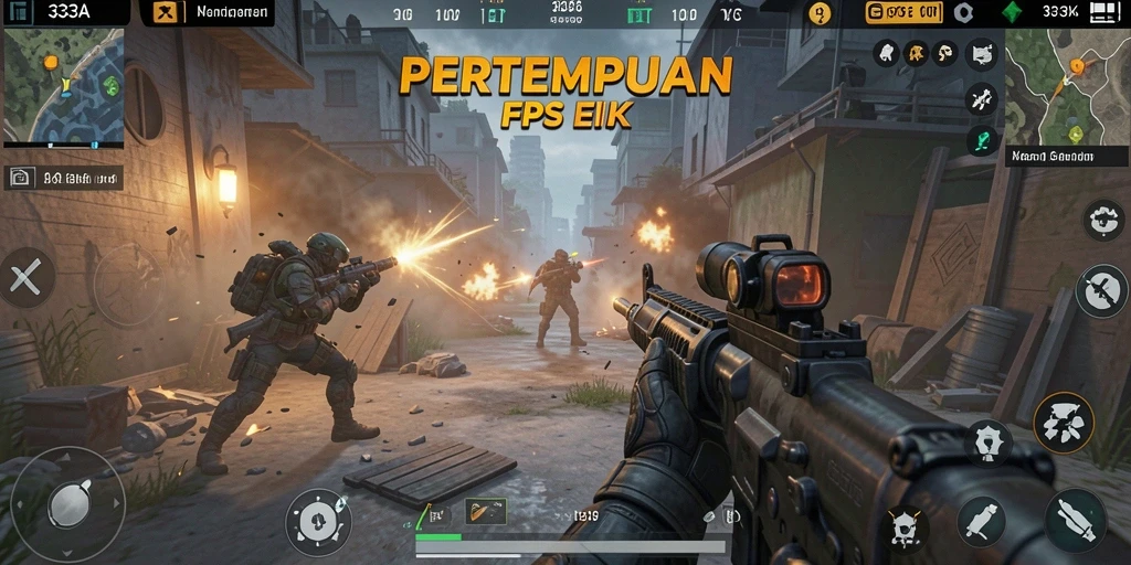 Gameplay intens dan seru dalam pertempuran FPS.