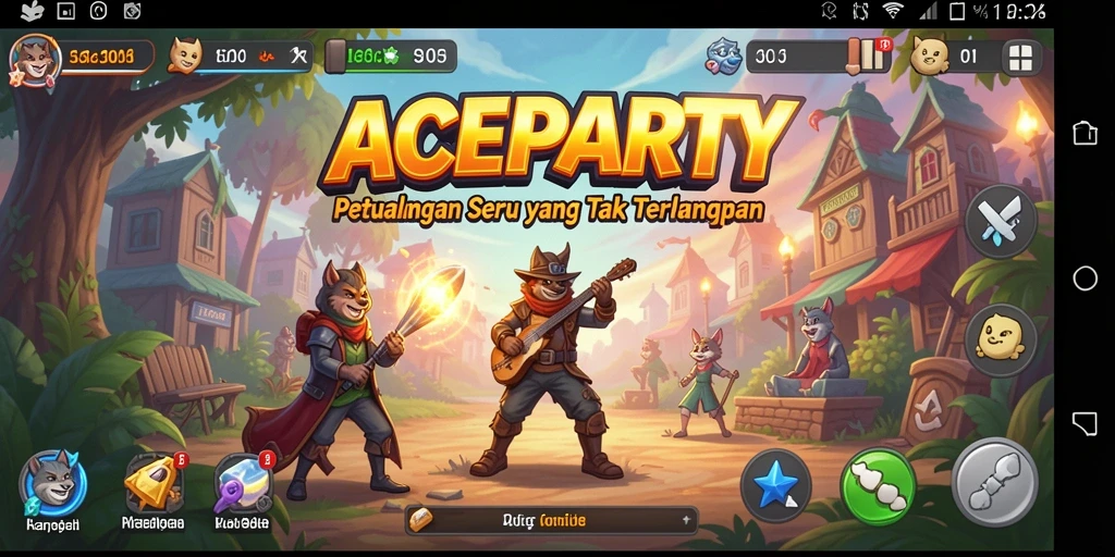 Tampilan gameplay seru menggambarkan dunia petualangan ACEPARTY.