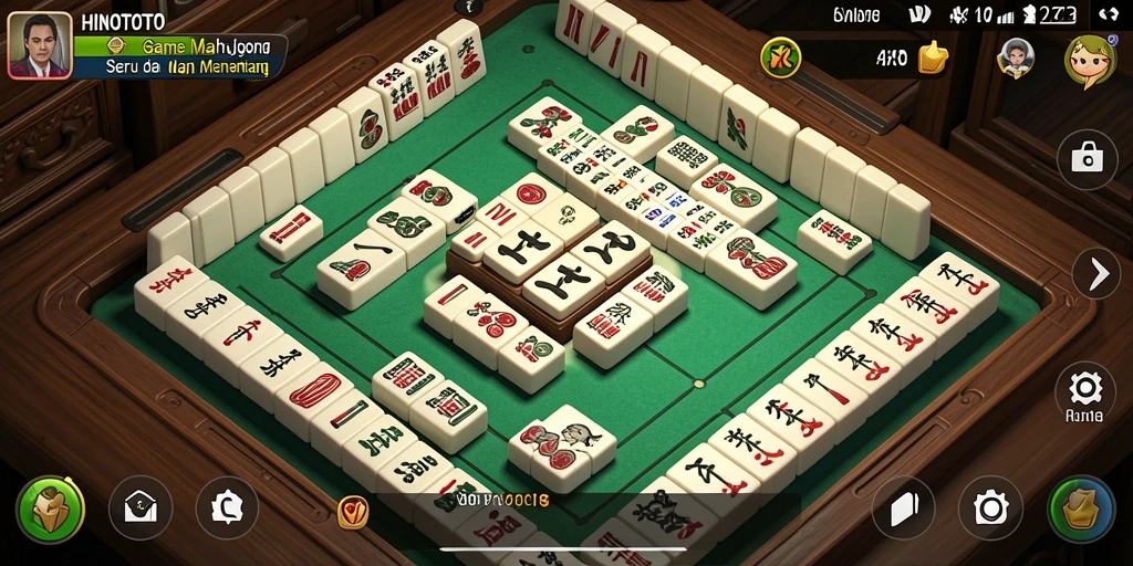 Tampilan gameplay HINOTOTO dengan ubin Mahjong yang menantang.