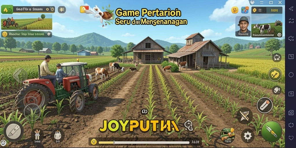Screenshot utama JOYPUTAR menampilkan tampilan pesona bertani dengan grafis yang mengagumkan.