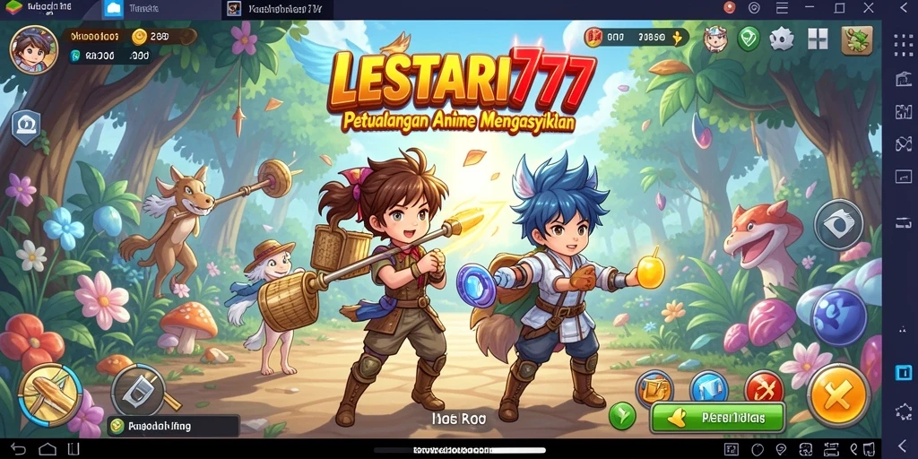 Screenshot gameplay LESTARI777 yang menampilkan pertarungan seru dan karakter anime.