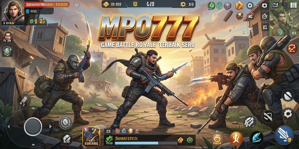 Tampilan gameplay MPO777, menunjukkan aksi intens dalam Battle Royale.