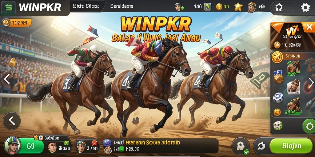 Screenshot gameplay WINPKR menampilkan aksi balapan yang mendebarkan.